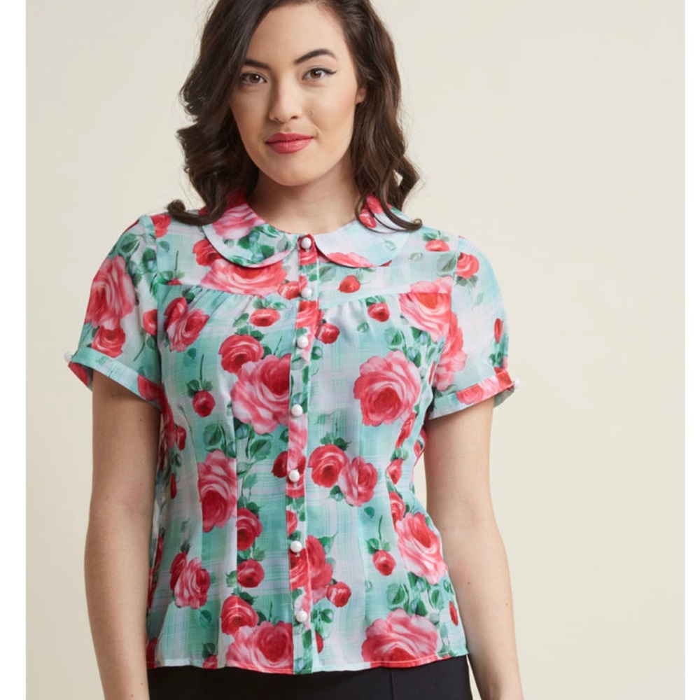 ModCloth Hell Bunny Blossom Button-Up Blouse